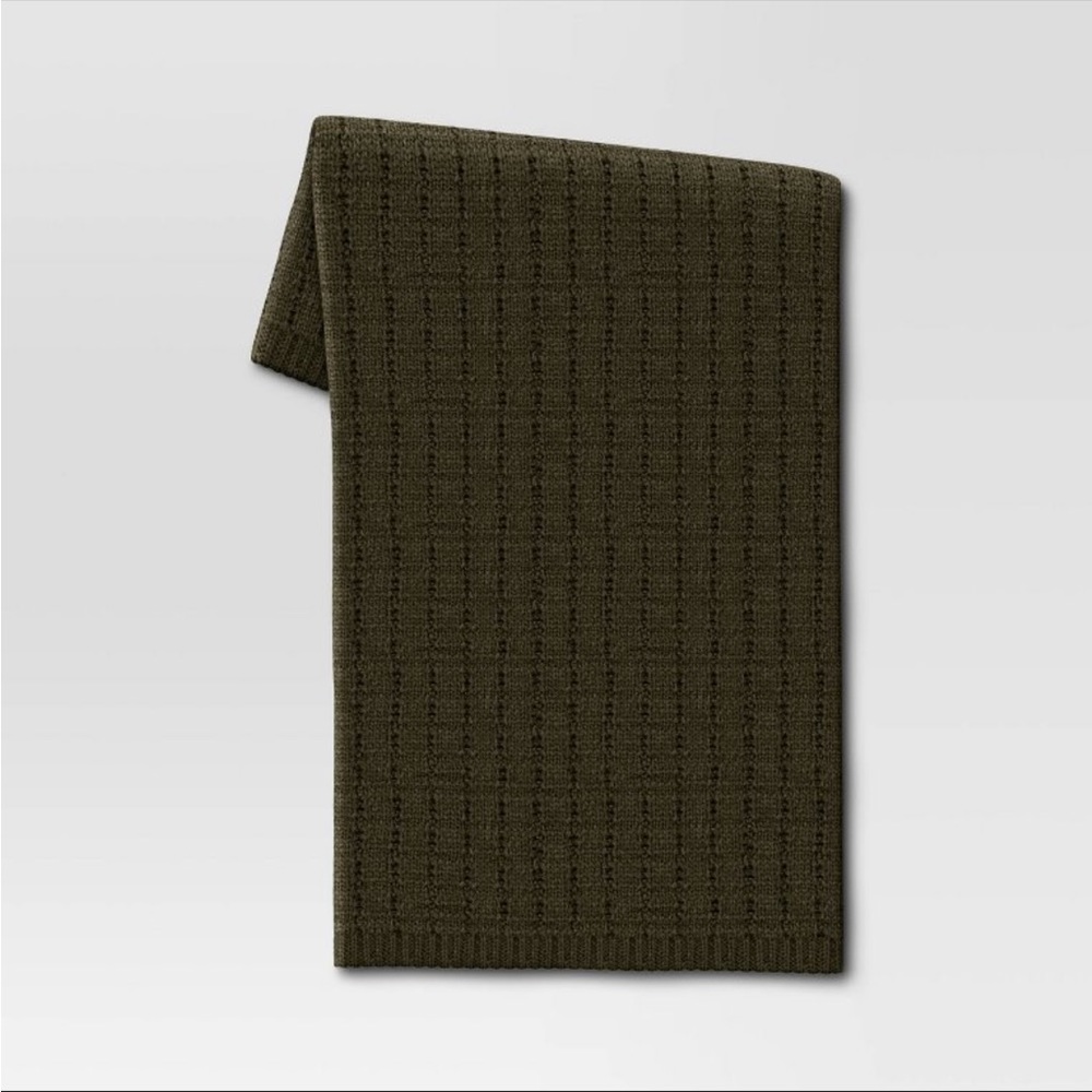 Marled Knit Throw Blanket Dark Green - Threshold